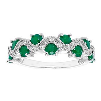 The Regal Collection 14k Gold 1/6 Carat T.W. Diamond & Emerald Ring