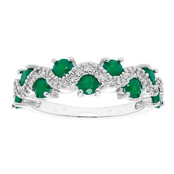 The Regal Collection 14k Gold 1/6 Carat T.W. Diamond & Emerald Ring