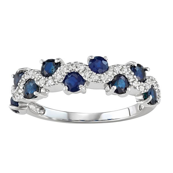 The Regal Collection 14k White Gold 1/6 Carat T.W. Diamond & Sapphire Ring