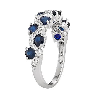 The Regal Collection 14k White Gold 1/6 Carat T.W. Diamond & Sapphire Ring