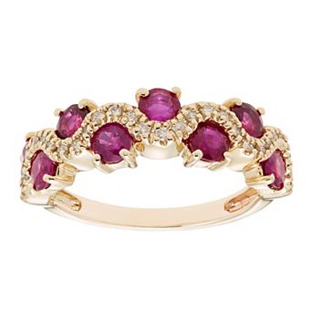 The Regal Collection 14k Gold 1/6 Carat T.W. Diamond & Ruby Ring