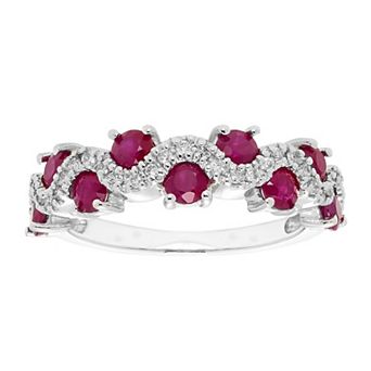 The Regal Collection 14k Gold 1/6 Carat T.W. Diamond & Ruby Ring