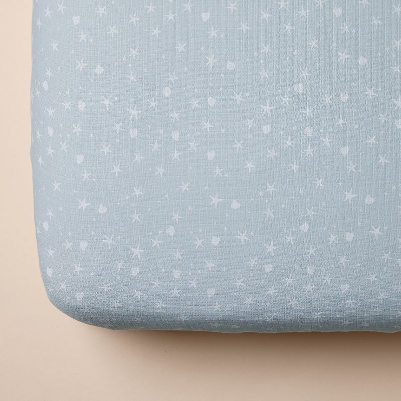 Little Co. by Lauren Conrad Organic Cotton Muslin Crib Fitted Sheet, Blue