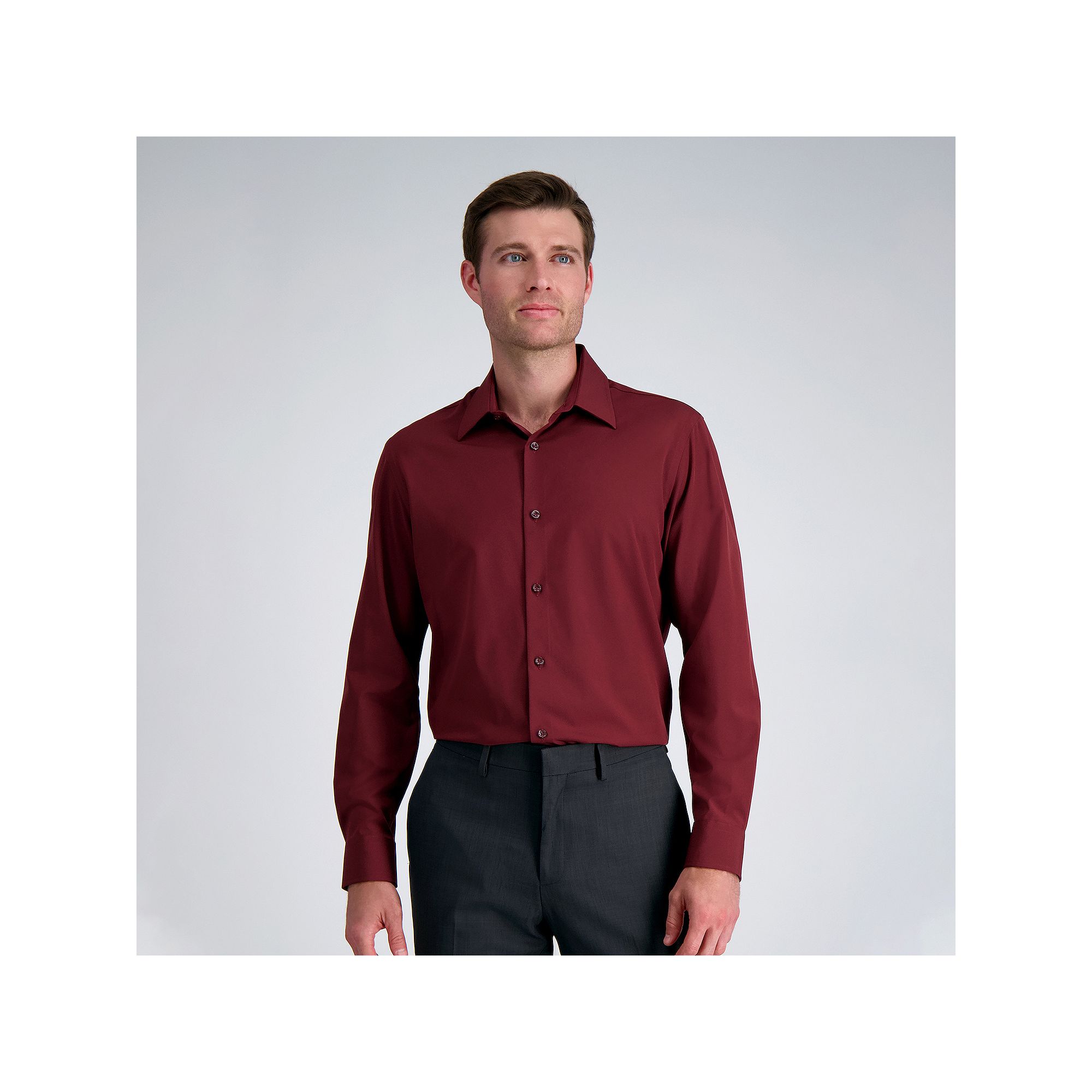 Mens Haggar® Smart Wash® Classic Fit Wrinkle Free Dress Shirt, Size: 15.