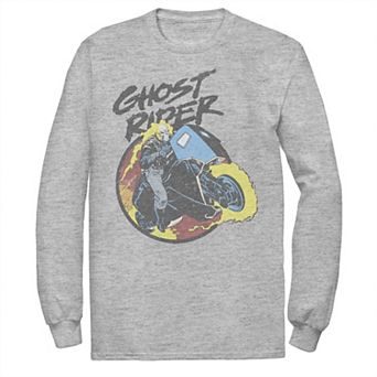 Men's Marvel Ghost Rider Circle Portrait Action Shot Tee