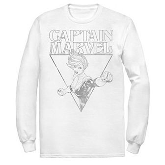 Men's Captain Marvel Portrait Triangle Outline Tee