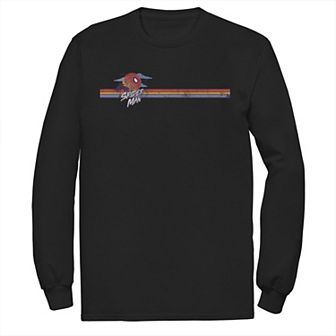 Men's Marvel Spider-Man Man Retro Striped Logo Tee