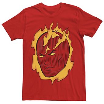 Men's Marvel Fantastic Four Human Torch Head Shot Portrait Tee
