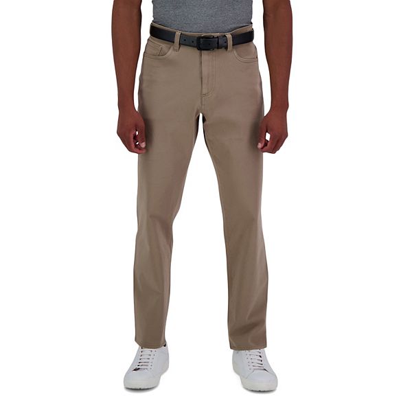 HAGGAR Men's The Active Series Performance Straight & Slim Fit Flat Front  Dress Pant