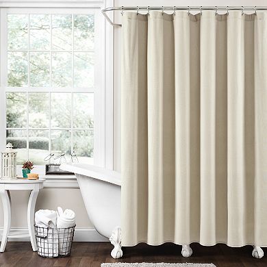Lush Decor Boho Pom Pom Tassel Linen Shower Curtain