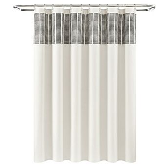 Lush Decor Stitched Woven Stripe Yarn Dyed Cotton Shower Curtain
