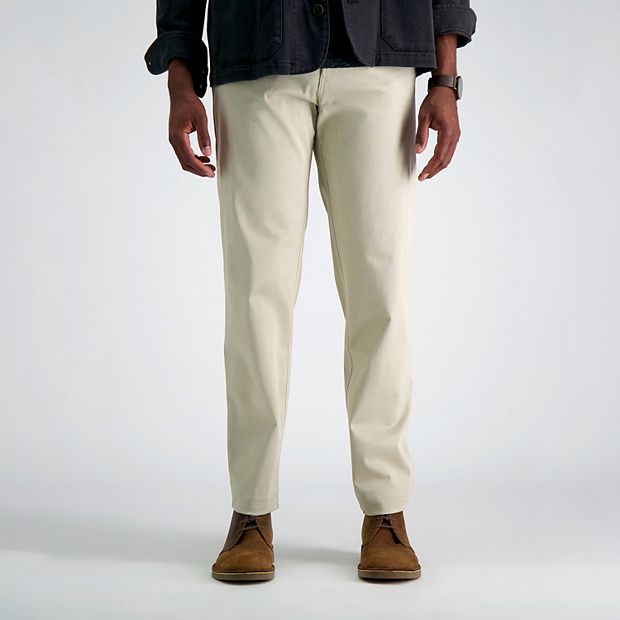 Haggar Regular Fit Solid Beige Khaki Chinos Flat Front Washable