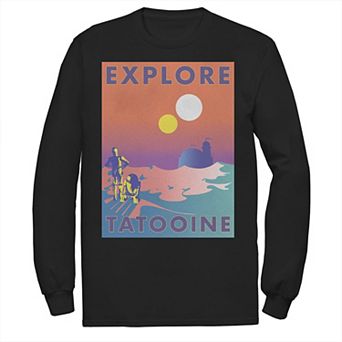 Men's Star Wars Explore Tatooine Faded Retro C-3PO & R2-D2 Poster Tee