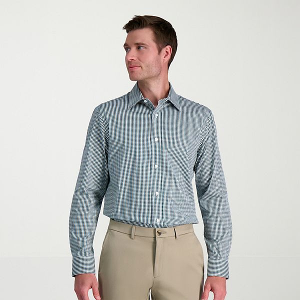 Men's Haggar Classic-Fit Premium Comfort Wrinkle Resistant Dress Shirt - Dark Green Check (16.5-34/35)