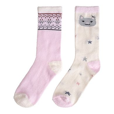 Girls 2-Pack Plushfill Crew Socks