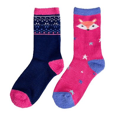 Girls 2-Pack Plushfill Crew Socks