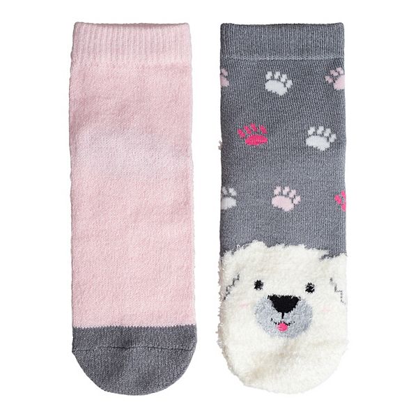 Girls 4-12 Cuddl Duds 2-Pack Ankle Slipper Socks