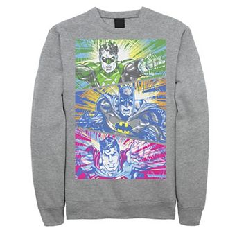Men's DC Comics Green Lanturn Batman Superman Panels Sweatshirt