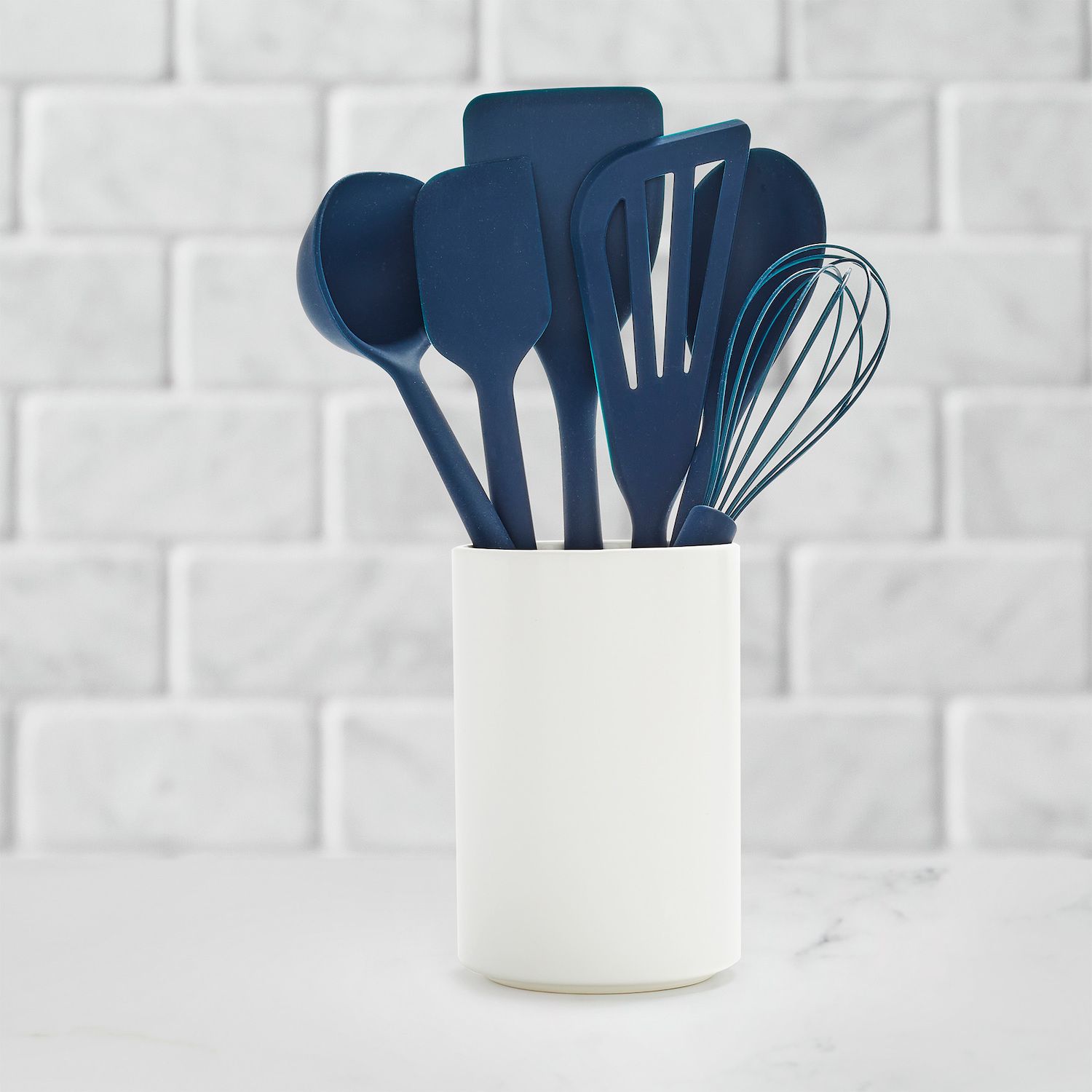 LIANYU 14 Pcs Kitchen Utensils Set With Holder, Silicone Cooking Cream White EBa