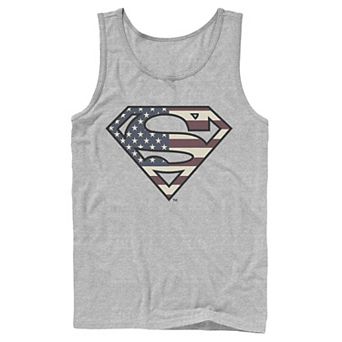 Men's DC Comics Superman Vintage American Flag Logo Fill Tank Top