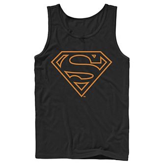 Men's DC Comics Superman Orange Linae Art Logo Tank Top