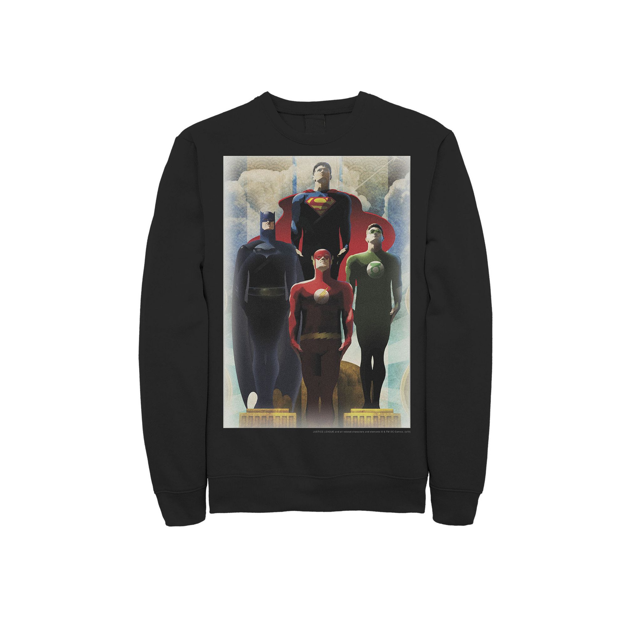 Mens DC Comics Justice League Heroes Deco Art Poster Sweatshirt, Size: Sma