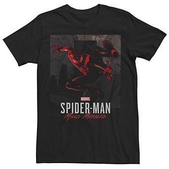 Men's Marvel Spider-Man Miles Morales Dark Hue Action Portrait Tee