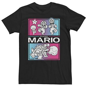 Men's Super Mario Group Shot Gradient Pane Tee