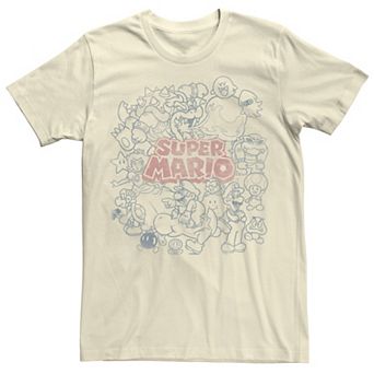 Men's Nintendo Super Mario Cast Line Art Portrait Tee