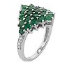 Sterling Silver Emerald & White Zircon Pyramid Ring