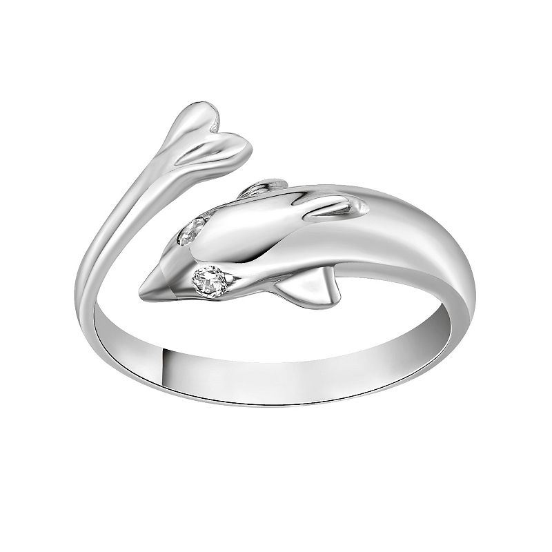 Lila Moon 10k Gold Cubic Zirconia Dolphin Toe Ring, Womens, White