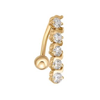 Lila Moon 10k Gold Top Mount Cubic Zirconia Belly Ring