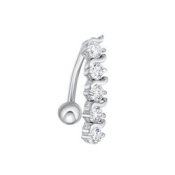 Lila Moon 10k Gold Top Mount Cubic Zirconia Belly Ring