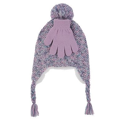 Girls Elli by Capelli Spacedye Earflap Hat & Magic Gloves Set