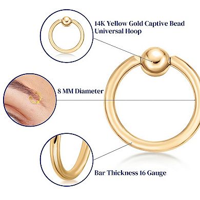 Lila Moon 14k Gold Captive Bead Hoop Ring