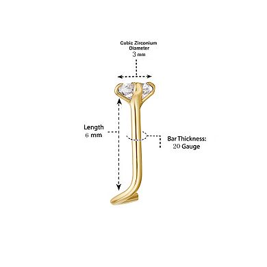 Lila Moon 14k Gold 3 mm Cubic Zirconia Nose Stud