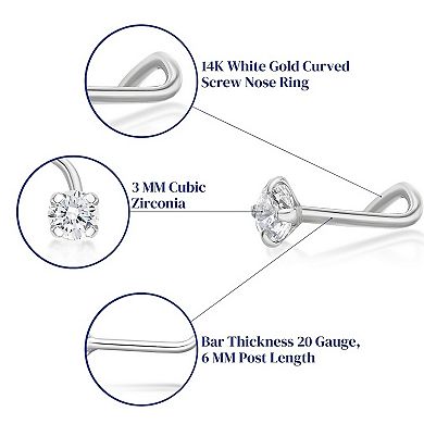 Lila Moon 14k Gold 3 mm Cubic Zirconia Nose Stud