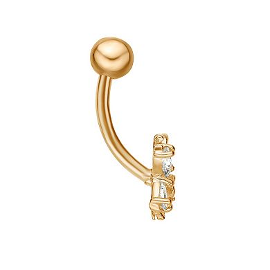 Lila Moon 10k Gold Cubic Zirconia Butterfly Belly Ring