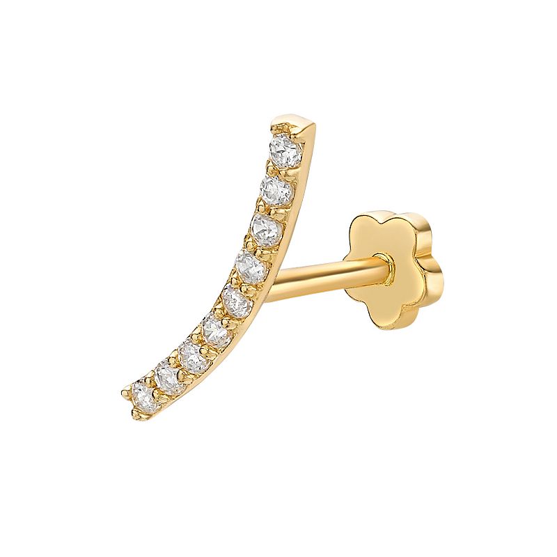 Lila Moon 14k Gold Cubic Zirconia Curved Bar Cartilage Earring, Womens, Ye