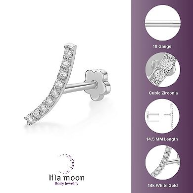 Lila Moon 14k Gold Cubic Zirconia Curved Bar Cartilage Earring