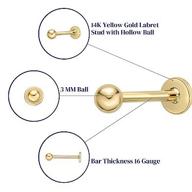 Lila Moon 14k Gold Labret Lip Stud