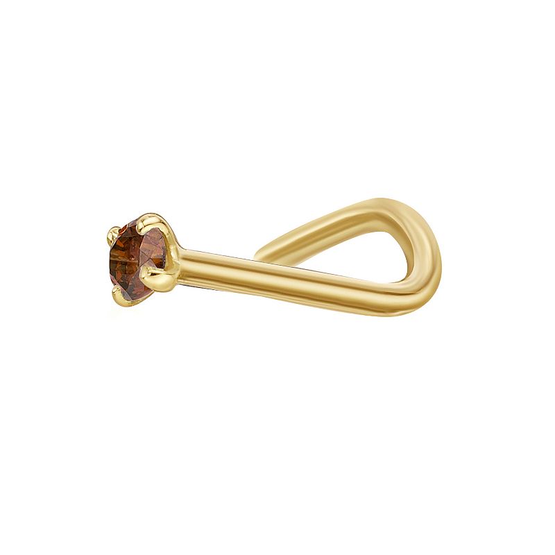Lila Moon 14k Gold Brown Diamond Accent Nose Stud, Womens, Yellow