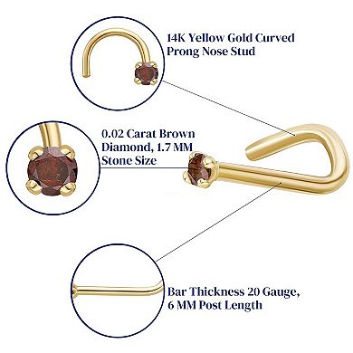 Lila Moon 14k Gold Brown Diamond Accent Nose Stud