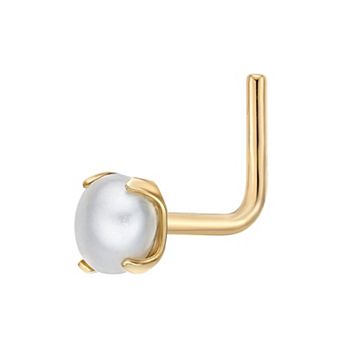Lila Moon 14k Gold 90 Degree Angle Freshwater Cultured Pearl Nose Stud