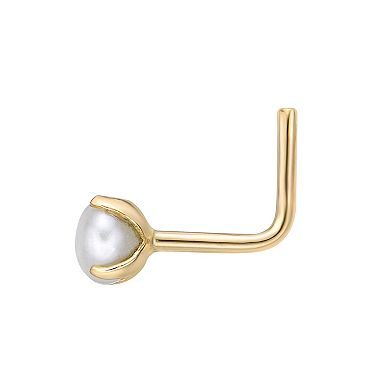 Lila Moon 14k Gold 90 Degree Angle Freshwater Cultured Pearl Nose Stud