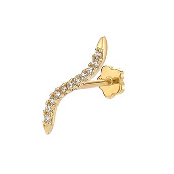 Lila Moon 14k Gold Cubic Zirconia Curved Bar Cartilage Earring
