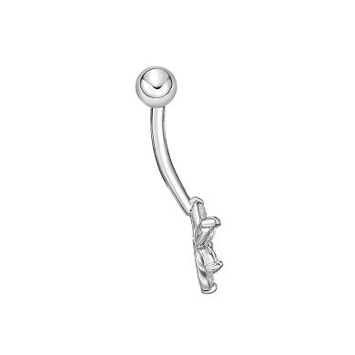 Lila Moon 10k White Gold Cubic Zirconia Flower Belly Ring