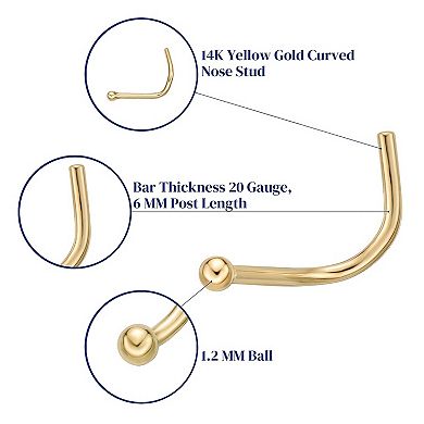 Lila Moon 14k Gold Curved Ball Nose Stud