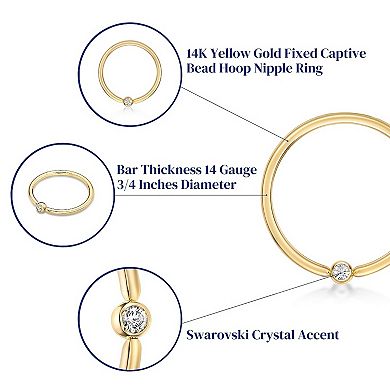 Lila Moon 14k Gold Captive Bead Hoop Nipple Ring