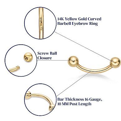 Lila Moon 14k Gold Curved Barbell Eyebrow Ring